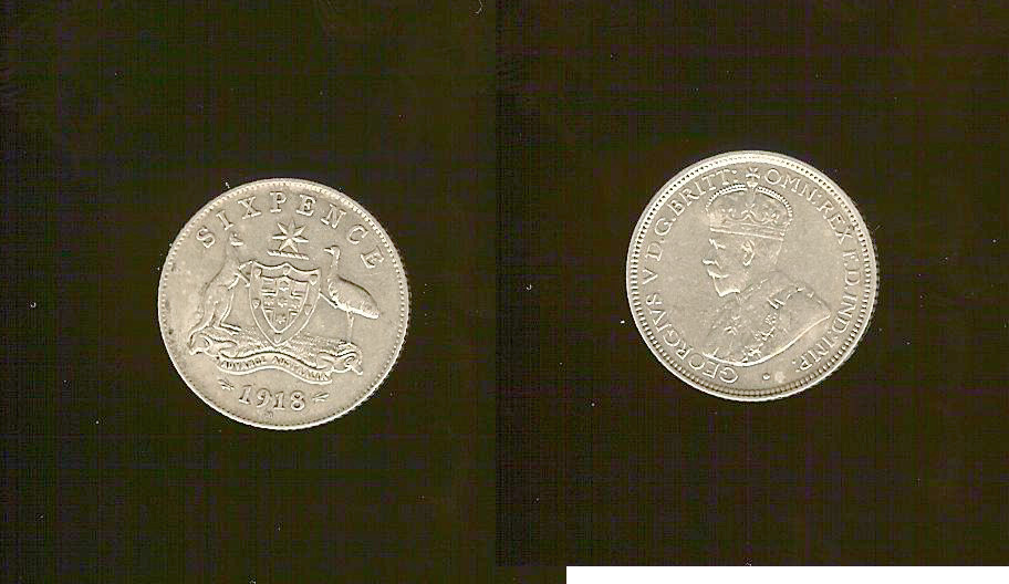 AUSTRALIE 6 pence Georges V 1918 TTB+